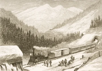 Postbeförderung über die Sierra Nevada im Jahr 1870, aus 